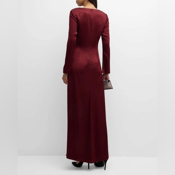 NWT SIMKHAI "Qiana" long draped satin gown oxblood $895 size 8 - Picture 4 of 13